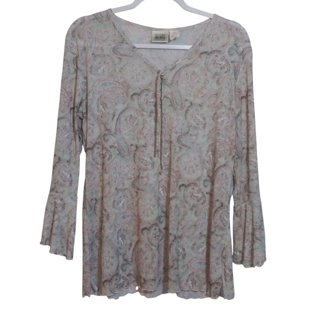 Jason Maxwell Vintage 90s Paisley Women's Top - Cream Boho Fairy Size M